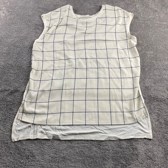 ivory ella Tops - Ann Taylor LOFT Sleeveless Essential Shirt Womens Small Ivory Blue
